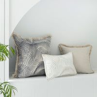 Cushion Cover-Coastal Fringe Natural-Seminyak Smoke-60cm x 60cm Kings Warehouse 