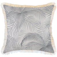 Cushion Cover-Coastal Fringe Natural-Seminyak Smoke-60cm x 60cm Kings Warehouse 