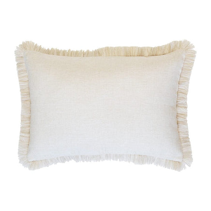 Cushion Cover-Coastal Fringe Natural-Solid Natural-35cm x 50cm Kings Warehouse 