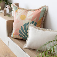 Cushion Cover-Coastal Fringe Natural-Solid Natural-35cm x 50cm Kings Warehouse 