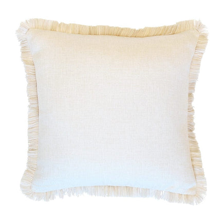 Cushion Cover-Coastal Fringe Natural-Solid Natural-60cm x 60cm Kings Warehouse 