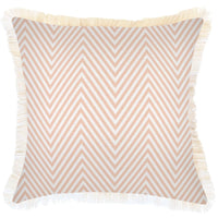 Cushion Cover-Coastal Fringe Natural-Zig Zag Blush-45cm x 45cm