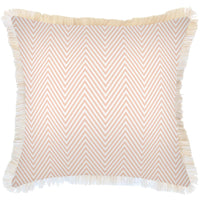 Cushion Cover-Coastal Fringe Natural-Zig Zag Blush-60cm x 60cm