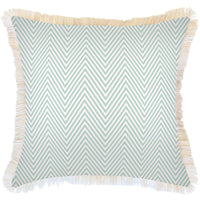 Cushion Cover-Coastal Fringe Natural-Zig Zag Pale Mint-60cm x 60cm