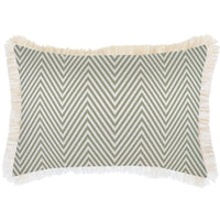 Cushion Cover-Coastal Fringe Natural-Zig Zag Sage-35cm x 50cm