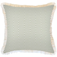 Cushion Cover-Coastal Fringe Natural-Zig Zag Sage-60cm x 60cm Kings Warehouse 