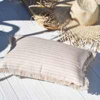 Cushion Cover-Coastal Fringe-Paint Stripes Blush-35cm x 50cm Kings Warehouse 