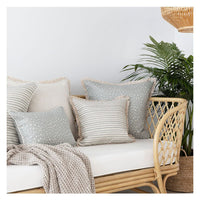 Cushion Cover-Coastal Fringe-Paint Stripes Pale Mint-45cm x 45cm Kings Warehouse 