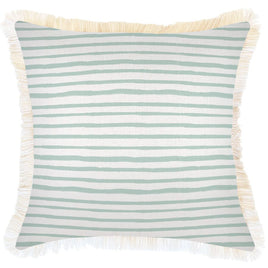 Cushion Cover-Coastal Fringe-Paint Stripes Pale Mint-60cm x 60cm Kings Warehouse 