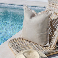 Cushion Cover-Coastal Fringe-Palm Cove Beige-45cm x 45cm Kings Warehouse 