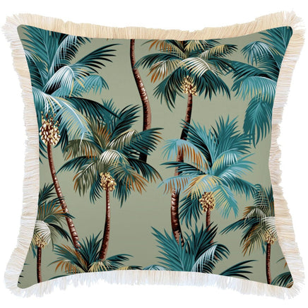 Cushion Cover-Coastal Fringe-Palm Trees Sage-60cm x 60cm Kings Warehouse 