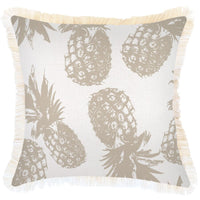 Cushion Cover-Coastal Fringe-Pineapples Beige-45cm x 45cm Kings Warehouse 