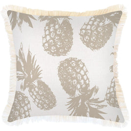Cushion Cover-Coastal Fringe-Pineapples Beige-45cm x 45cm Kings Warehouse 