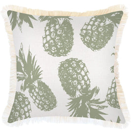 Cushion Cover-Coastal Fringe-Pineapples Sage-45cm x 45cm Kings Warehouse 