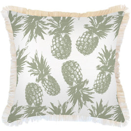Cushion Cover-Coastal Fringe-Pineapples Sage-60cm x 60cm Kings Warehouse 