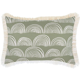 Cushion Cover-Coastal Fringe-Rainbows-Sage-35cm x 50cm Kings Warehouse 