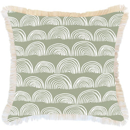 Cushion Cover-Coastal Fringe-Rainbows-Sage-60cm x 60cm Kings Warehouse 