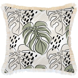 Cushion Cover-Coastal Fringe-Rainforest Sage-60cm x 60cm Kings Warehouse 