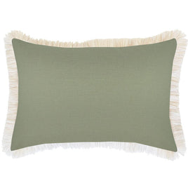 Cushion Cover-Coastal Fringe-Solid-Sage-35cm x 50cm Kings Warehouse 