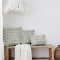 Cushion Cover-Coastal Fringe-Solid-Sage-45cm x 45cm Kings Warehouse 