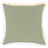 Cushion Cover-Coastal Fringe-Solid-Sage-45cm x 45cm Kings Warehouse 