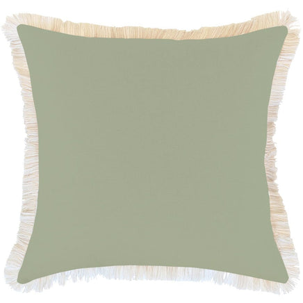 Cushion Cover-Coastal Fringe-Solid-Sage-60cm x 60cm Kings Warehouse 