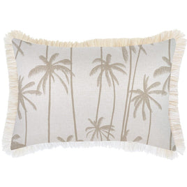 Cushion Cover-Coastal Fringe-Tall-Palms-Beige-35cm x 50cm Kings Warehouse 