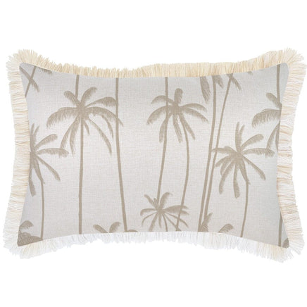 Cushion Cover-Coastal Fringe-Tall-Palms-Beige-35cm x 50cm Kings Warehouse 