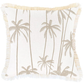 Cushion Cover-Coastal Fringe-Tall-Palms-Beige-45cm x 45cm Kings Warehouse 