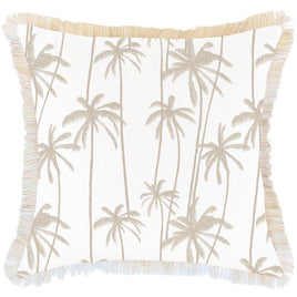 Cushion Cover-Coastal Fringe-Tall-Palms-Beige-60cm x 60cm Kings Warehouse 