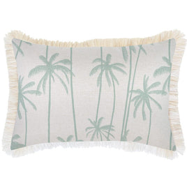 Cushion Cover-Coastal Fringe-Tall-Palms-Mint-35cm x 50cm Kings Warehouse 