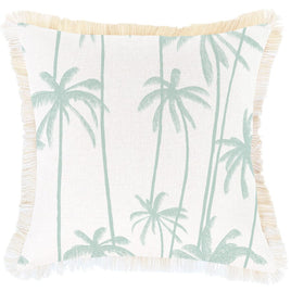 Cushion Cover-Coastal Fringe-Tall-Palms-Mint-45cm x 45cm Kings Warehouse 
