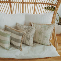 Cushion Cover-Coastal Fringe-Tall-Palms-Mint-45cm x 45cm Kings Warehouse 