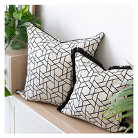 Cushion Cover-With Black Piping-Milan Black-45cm x 45cm Kings Warehouse 