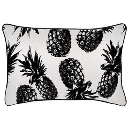 Cushion Cover-With Black Piping-Pineapples Black-35cm x 50cm Kings Warehouse 