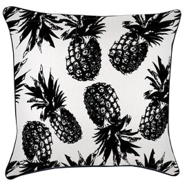 Cushion Cover-With Black Piping-Pineapples Black-60cm x 60cm Kings Warehouse 