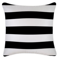 Cushion Cover-With Piping-Deck Stripe Black and White-45cm x 45cm