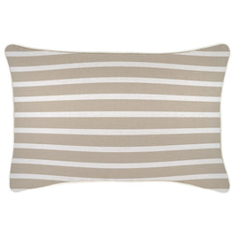 Cushion Cover-With Piping-Hampton Stripe Beige-35cm x 50cm Kings Warehouse 