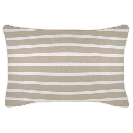 Cushion Cover-With Piping-Hampton Stripe Beige-35cm x 50cm Kings Warehouse 