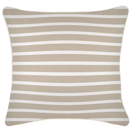Cushion Cover-With Piping-Hampton Stripe Beige-45cm x 45cm Kings Warehouse 