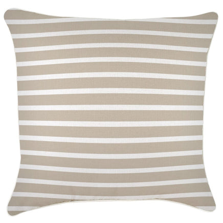 Cushion Cover-With Piping-Hampton Stripe Beige-60cm x 60cm Kings Warehouse 