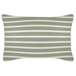 Cushion Cover-With Piping-Hampton Stripe Sage-35cm x 50cm Kings Warehouse 
