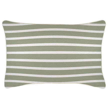 Cushion Cover-With Piping-Hampton Stripe Sage-35cm x 50cm Kings Warehouse 