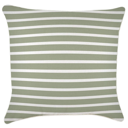 Cushion Cover-With Piping-Hampton Stripe Sage-60cm x 60cm Kings Warehouse 