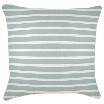 Cushion Cover-With Piping-Hampton Stripe Seafoam-60cm x 60cm Kings Warehouse 