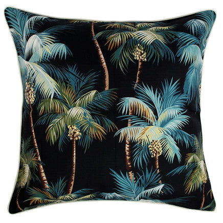 Cushion Cover-With Piping-Palm Trees Black-60cm x 60cm Kings Warehouse 