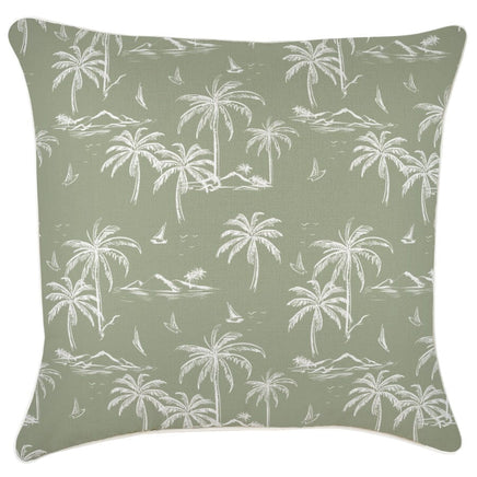 Cushion Cover-With Piping-Postcards Sage-60cm x 60cm Kings Warehouse 