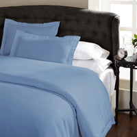 Ddecor Home 1000 Thread Count Quilt Cover Set Cotton Blend Classic Hotel Style - Queen - Blue Fog Bedding Kings Warehouse 