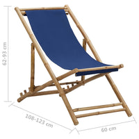 Deck Chair Bamboo and Canvas Navy Blue Kings Warehouse 