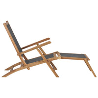 Deck Chair with Footrest Solid Teak Wood Black Kings Warehouse 